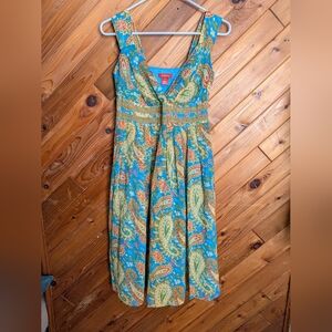 Sundance Blue and Green Paisley Silk Dress Size 2